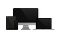 Set of realistic Computer, Laptop, Tablet and mobile phone. Modern flat screen computer monitor Royalty Free Stock Photo