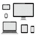 Modern technology devices with transparent wallpaper screen isolated Royalty Free Stock Photo