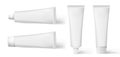 Set of realistic Cosmetic white cream tube. Set of toothpaste tube products isolated. Cosmetic package collection for