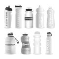 Set of realistic 3d black and white empty water bottles. Design template of packaging mockup Royalty Free Stock Photo