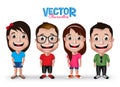 Set of Realistic 3D Boys and Girls Young Adult Kids Characters Royalty Free Stock Photo