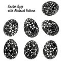 Set of realistic 3D Easter eggs with abstract grid pattern. Royalty Free Stock Photo