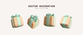 Set of realistic 3d gifts box. Holiday decoration presents. Festive gift surprise. Decor Isolated boxes. Vector illustration