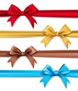 Set of Realistic 3D Silk or Satin Ribbons and Bow Royalty Free Stock Photo