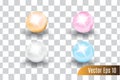 Set of realistic 3d vector colorful of pearls