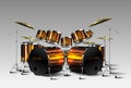 Set of Realistic drum kit.Vector.