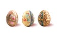 Set of realistic Easter eggs with floral tracery on a white background.The main symbols of the spring holiday. Vector