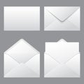 Set of realistic envelopes mockup. Realistic envelopes in different positions. Folded and unfolded envelope mockup. Vector
