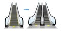 Set of realistic escalator stairway isolated or speed stairway airport or electronic stairway equipment. Royalty Free Stock Photo