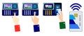 Set of realistic fingerprint absence scanning progress isolated or security systems access authorization or fingerprint