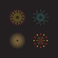 Set of 6 realistic fireworks different colors. Festive, bright firework for collage and design brochures Royalty Free Stock Photo