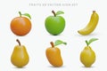 Set of realistic fruit icons. Colored ripe vector fruits with shadows Royalty Free Stock Photo