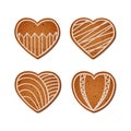 A set of realistic gingerbread cookies in the shape of a heart
