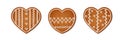 A set of realistic gingerbread cookies in the shape of a heart