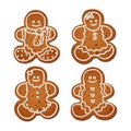 A set of realistic gingerbread men. Delicious winter pastries. Isolated vector