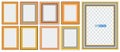 Set of realistic gold frame template isolated or gold wood frame retro style or vintage gold photo frame mock up. eps Royalty Free Stock Photo