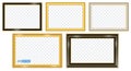 Set of realistic gold frame template isolated or gold wood frame retro style or vintage gold photo frame mock up. eps Royalty Free Stock Photo