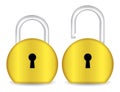 set of realistic golden and silver padlock metal isolated. eps vector.