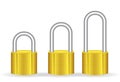 set of realistic golden and silver padlock metal isolated. eps vector.