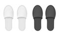 Set realistic home hotel slippers vector illustration black and white domestic comfortable footwear Royalty Free Stock Photo