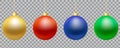 Set of realistic illustrations of christmas balls of gold, blue Royalty Free Stock Photo