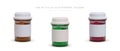 Set of realistic jars with pills. Packaging with blank labels