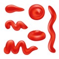 Set of realistic ketchup drops Royalty Free Stock Photo