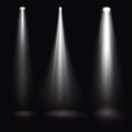 Set, realistic lighting, light rays on a dark background - Vector