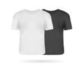 Set of realistic man t-shirts mockups with front views. Black and white man t-shirts with short sleeves. Casual clothes