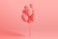 Set of realistic mat helium balloons floating on pink background