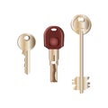 Set of realistic metal vector keys, old and modern house keys Royalty Free Stock Photo