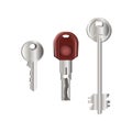 Set of realistic metal vector keys old and modern house keys Royalty Free Stock Photo