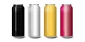 Set of realistic metallic, mockup beer cans. Blank beer cans, ready for new design. 500 and 300 ml. Isolated vector
