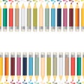 Set of realistic multicolor pencils border. vector illustration