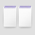 Set of Realistic notebooks Blank open padded sketchbook with lines and notebook in the cell for writing message templates, School
