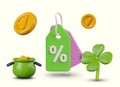 Set of realistic objects for web design concepts of St. Patrick Day sales and promotions Royalty Free Stock Photo