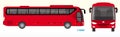 Set of realistic passangers bus or travel bus side view and front back view or mockup automotive public transport template. eps