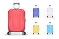 Set of realistic plastic suitcases. Travel bag isolated on white background. Vector Illustration Royalty Free Stock Photo