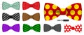 Set of realistic polka dot bow tie or bow tie men suit for office uniform or various bow tie color clothing concept. Royalty Free Stock Photo