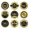 Set of realistic premium golden sale medal vector