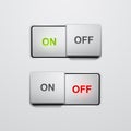 Set of realistic press button in on and off positions, vector button