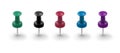 Set of realistic push buttons of different colors on wh