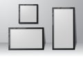 Set of realistic rectangular and square photo frames with shadows, empty template for your design. Royalty Free Stock Photo