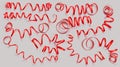Set of realistic red ribbons on grey background. Vector illustration. Can be used for greeting card, holidays, banners Royalty Free Stock Photo
