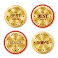 Set of Realistic Round Golden Badges Royalty Free Stock Photo