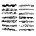 Set of 14 realistic rubber tire track imprints