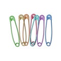 Set of Realistic safety pins for clothes, safety pins of rainbow colors isolated on white, vector illustration Royalty Free Stock Photo