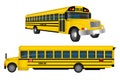 set of realistic school bus isolated or yellow school transportation for students or classic school bus vehicle for back to school