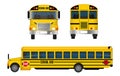 Set of realistic school bus isolated or yellow school transportation for students or classic school bus vehicle for back to school