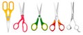 Set of realistic scissors isolated or scissors gold and metal colored or mock up scissors for tailor, education, office